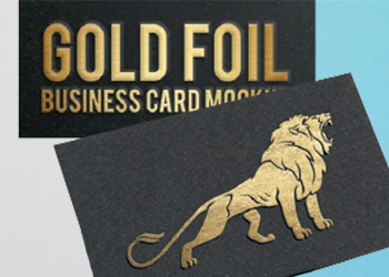 business card with gold and silver foiling in sharjah
