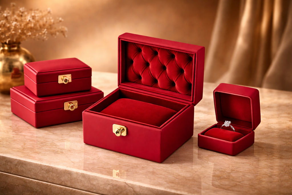 Wooden velvet luxury box
